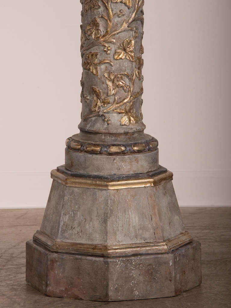Antique Italian Renaissance Style Carved and Painted Pedestal circa 1860 2
