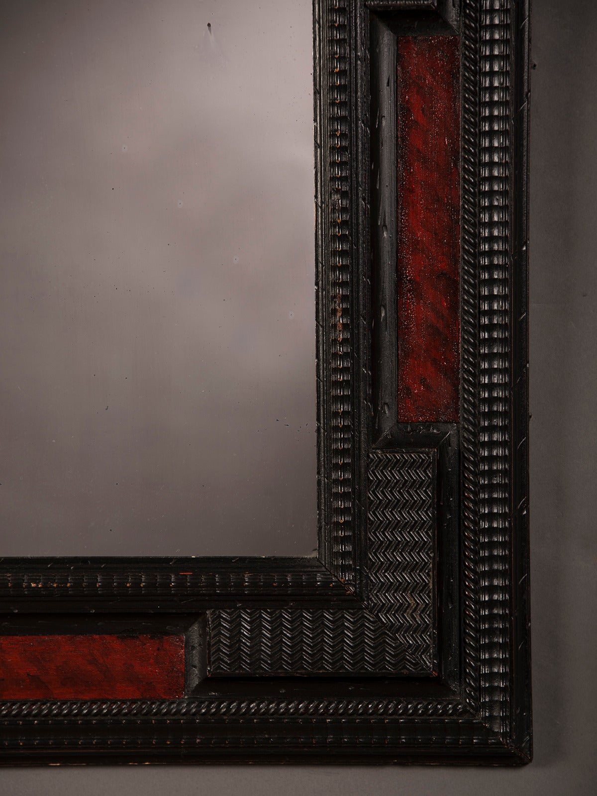 Ebonized Dutch Style Faux Tortoise Shell Mirror, Holland circa 1860 (26 1/2