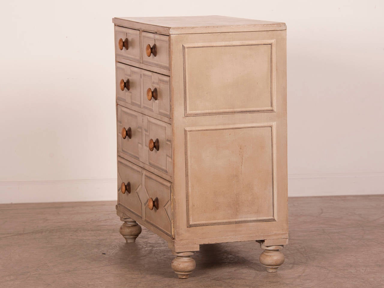 Five Drawer Pine Chest, England circa1865, Painted Geometric Pattern 1