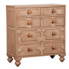 Five Drawer Pine Chest, England circa1865, Painted Geometric Pattern