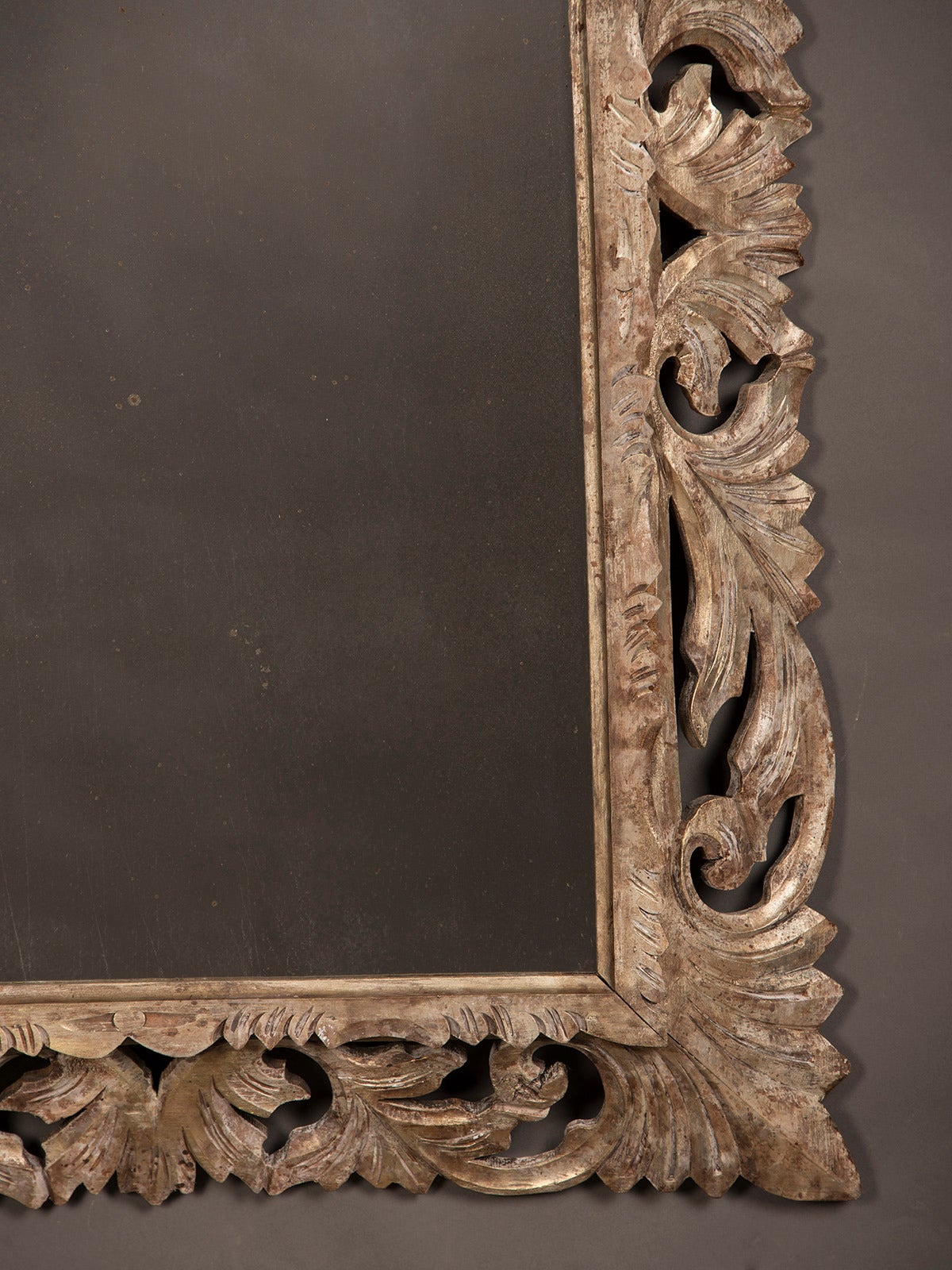 Silvered Carved Oak Mirror, France circa 1890 In Excellent Condition In Houston, TX