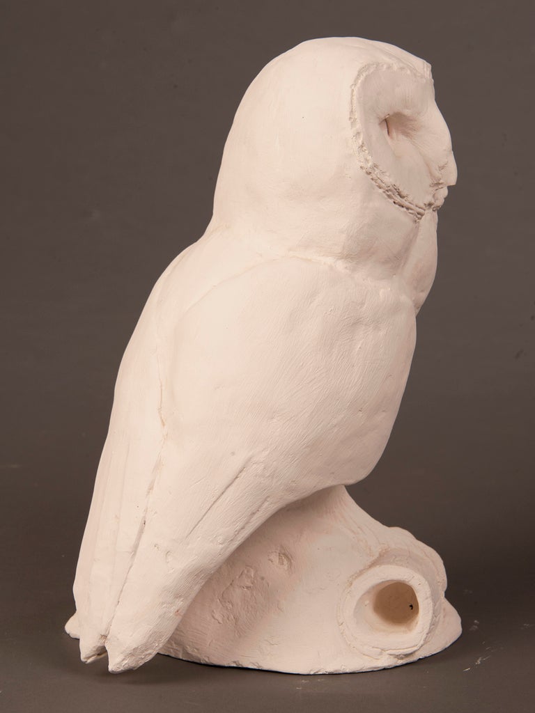 Modern Vintage French Plaster Sculpture Maquette of an Owl, circa 1960