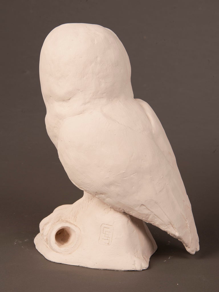 Cast Vintage French Plaster Sculpture Maquette of an Owl, circa 1960