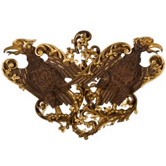Imperial Hapsburg Double Eagle Gilded Walnut Carved Wall Mount, Austria c.1870