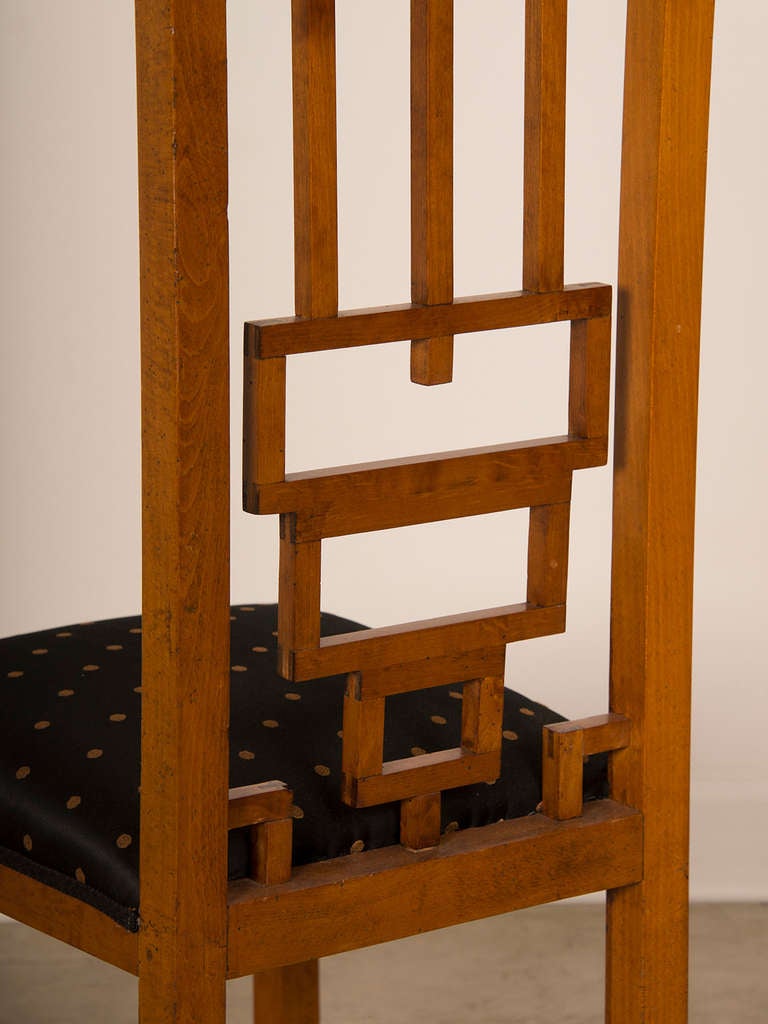 German Cubism Cherrywood Tall Back Chair, circa 1900 For Sale 1