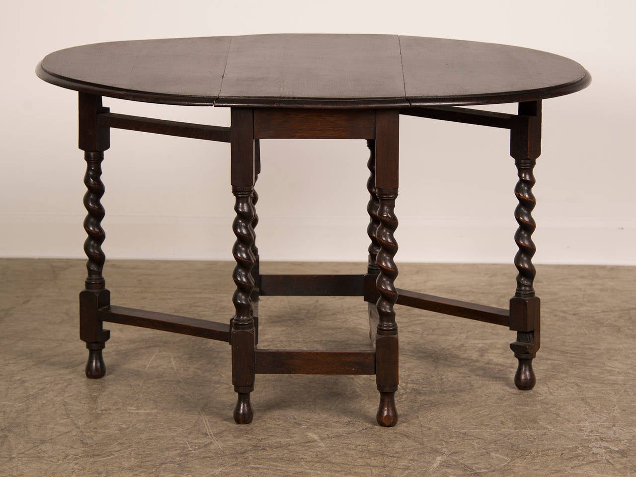 oak gateleg table with barley twist legs