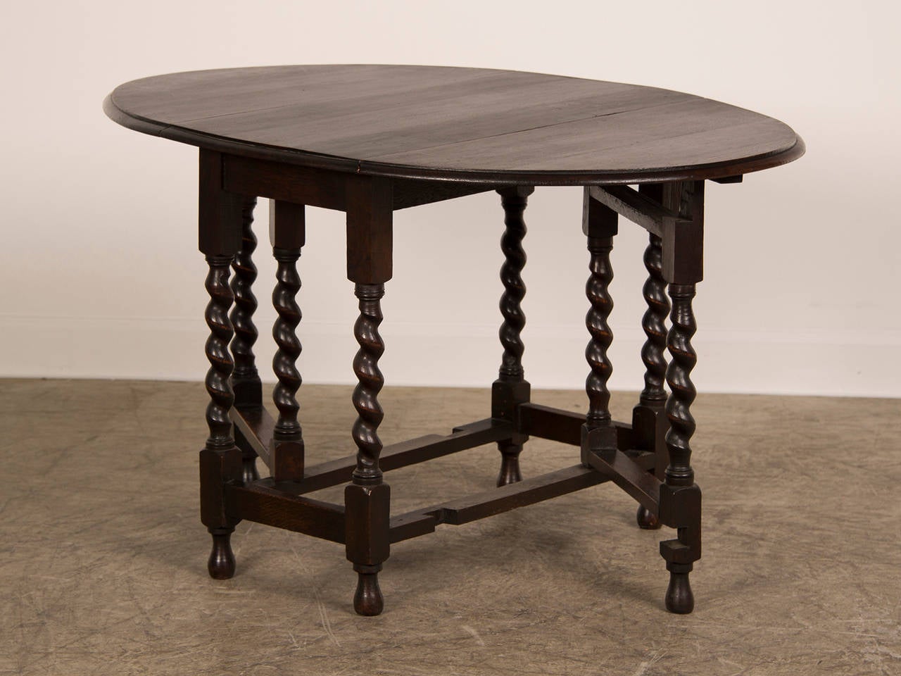 oak drop leaf table with barley twist legs