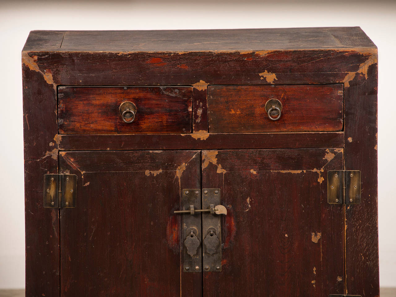 Hand-Carved Antique Chinese Cabinet Buffet, Original Lacquered Surface, circa 1875