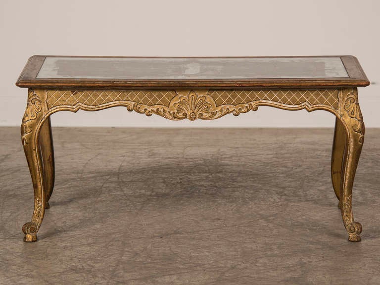 Louis XV Style Gilded Coffee Table with Verre Eglomise Top, France c.1900 3