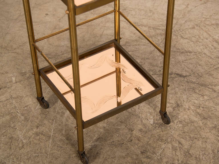 Art Deco Period Pair Side Tables with Original Mirrored Shelves, France circa 1935 1
