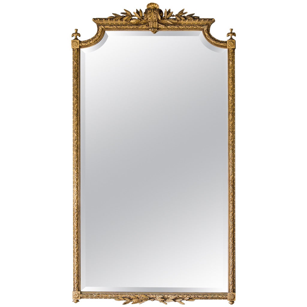 Louis XVI Style Gold Leaf Mirror, Belle Époque France circa 1895 (39"w x 71"h)