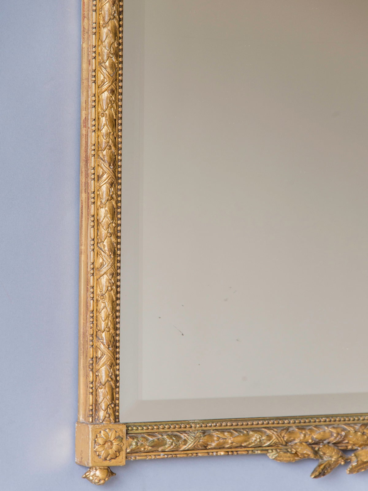 Louis XVI Style Gold Leaf Mirror, Belle Époque France circa 1895 (39