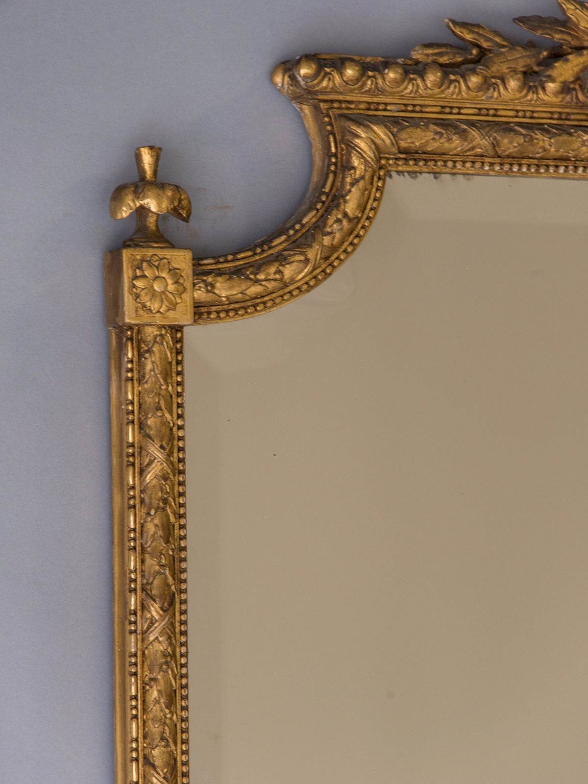 French Louis XVI Style Gold Leaf Mirror, Belle Époque France circa 1895 (39