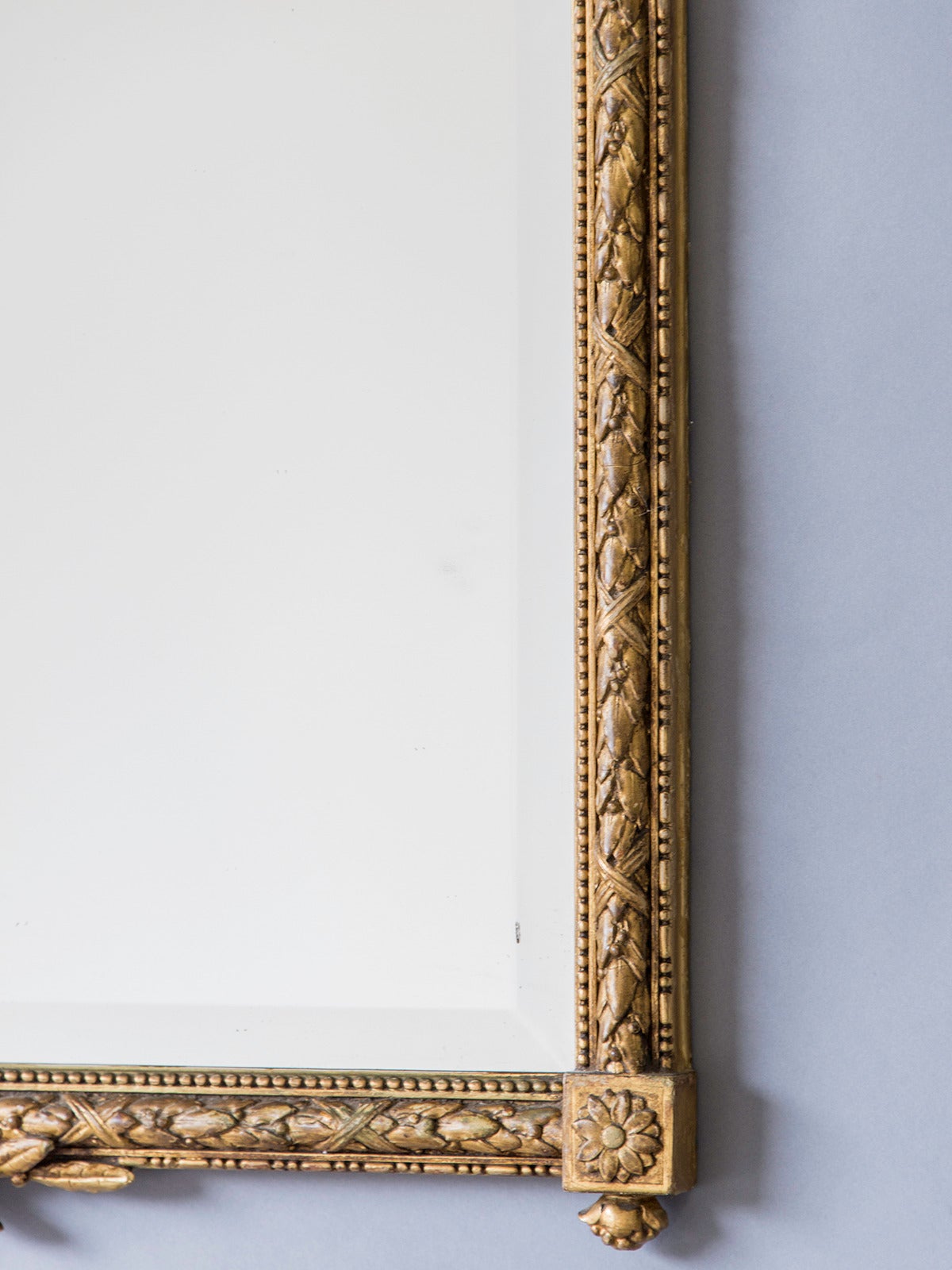 Louis XVI Style Gold Leaf Mirror, Belle Époque France circa 1895 (39