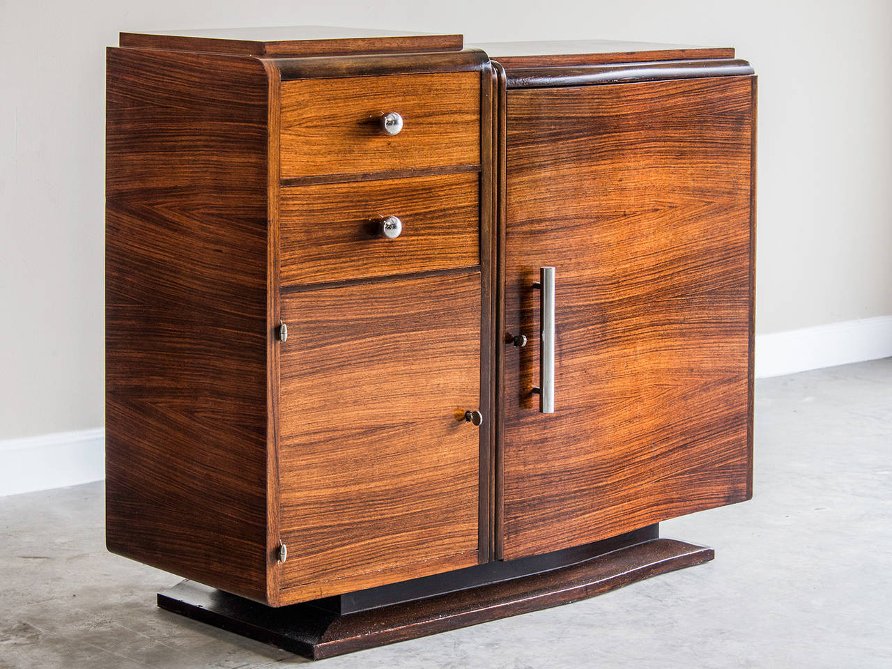 Art Deco Period Palisander Wood Buffet, Original Chrome Pulls, France circa 1930