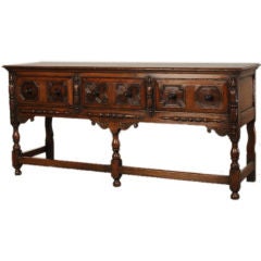 Antique Jacobean Revival oak serving table from England c. 1880