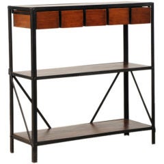 Vintage Mid-Century modern steel and timber shelves from Italy c. 1950