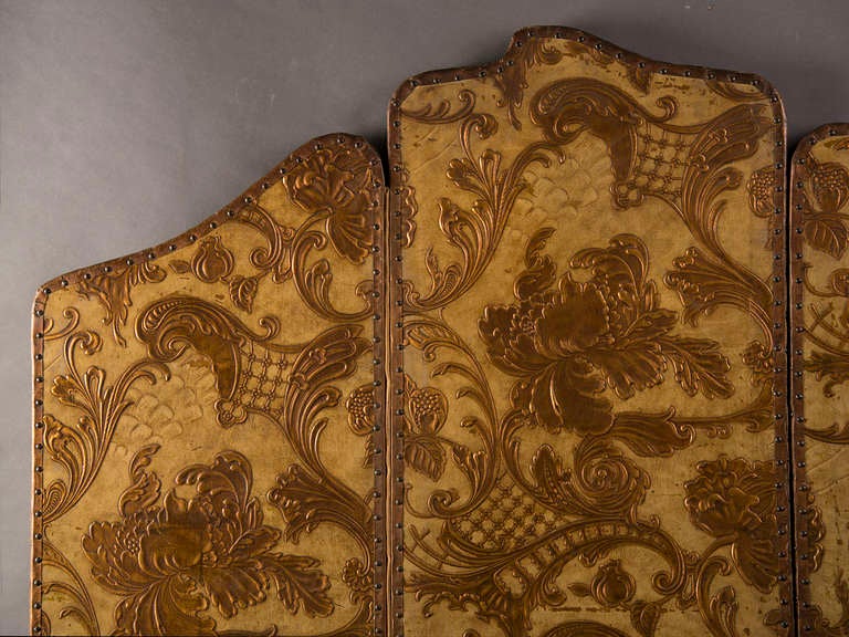 Gilt An Art Nouveau period embossed and gilded panel from France c.1895