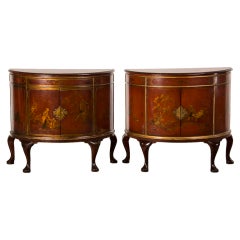 Pair Of Chinoiserie Demi Lune Cabinets From England C.1930