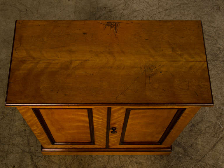 Antique Regency Style English Satinwood and Mahogany Cabinet, circa 1860