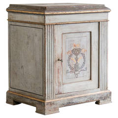 Antique Neoclassical Single-Door Cabinet, Painted and Gilded, Germany, circa 1800