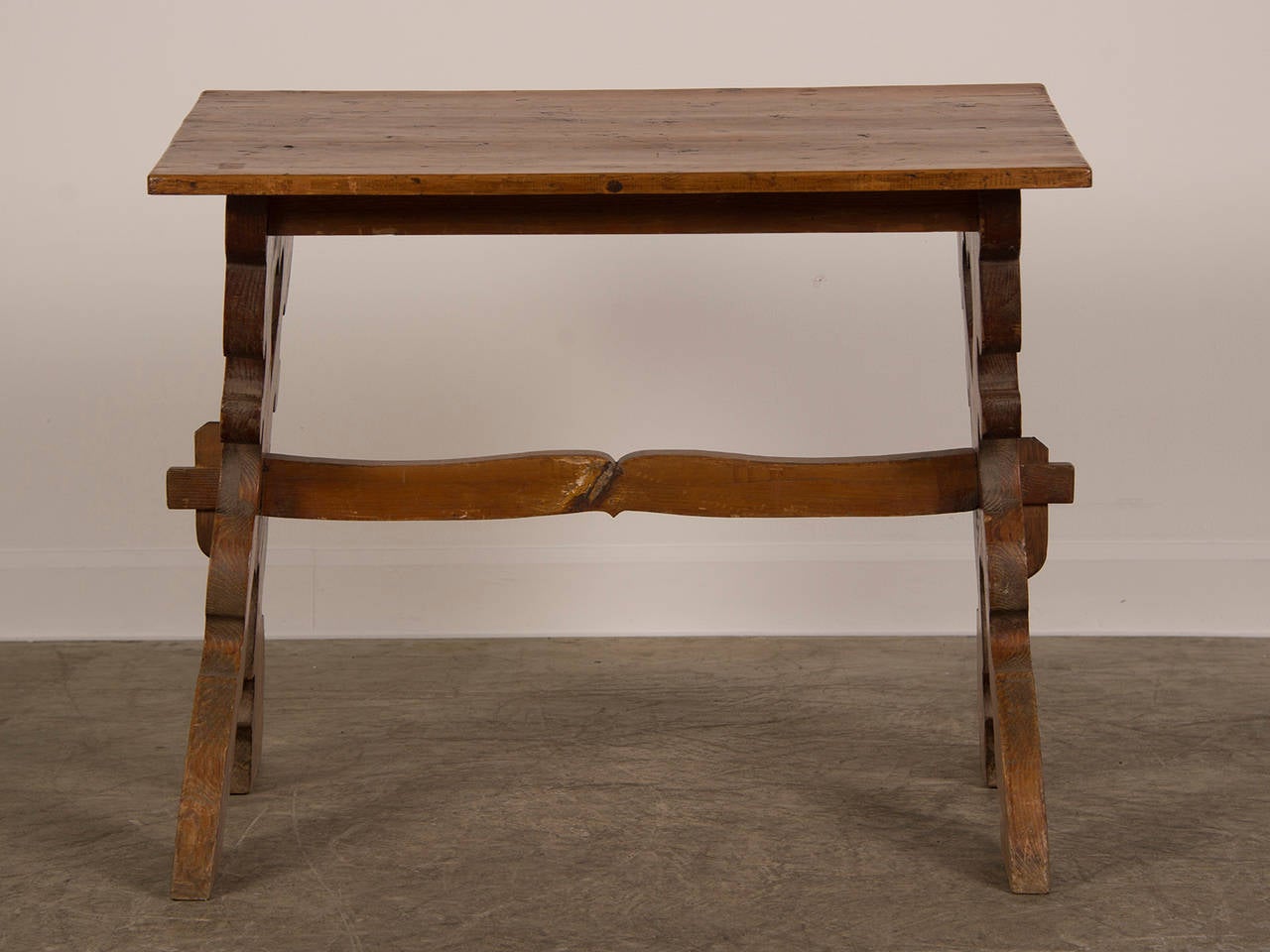 Painted Pine Trestle Table from Austria circa 1880 For Sale 2