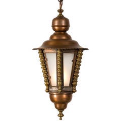 Brass and Copper Hall Lantern from France circa 1920