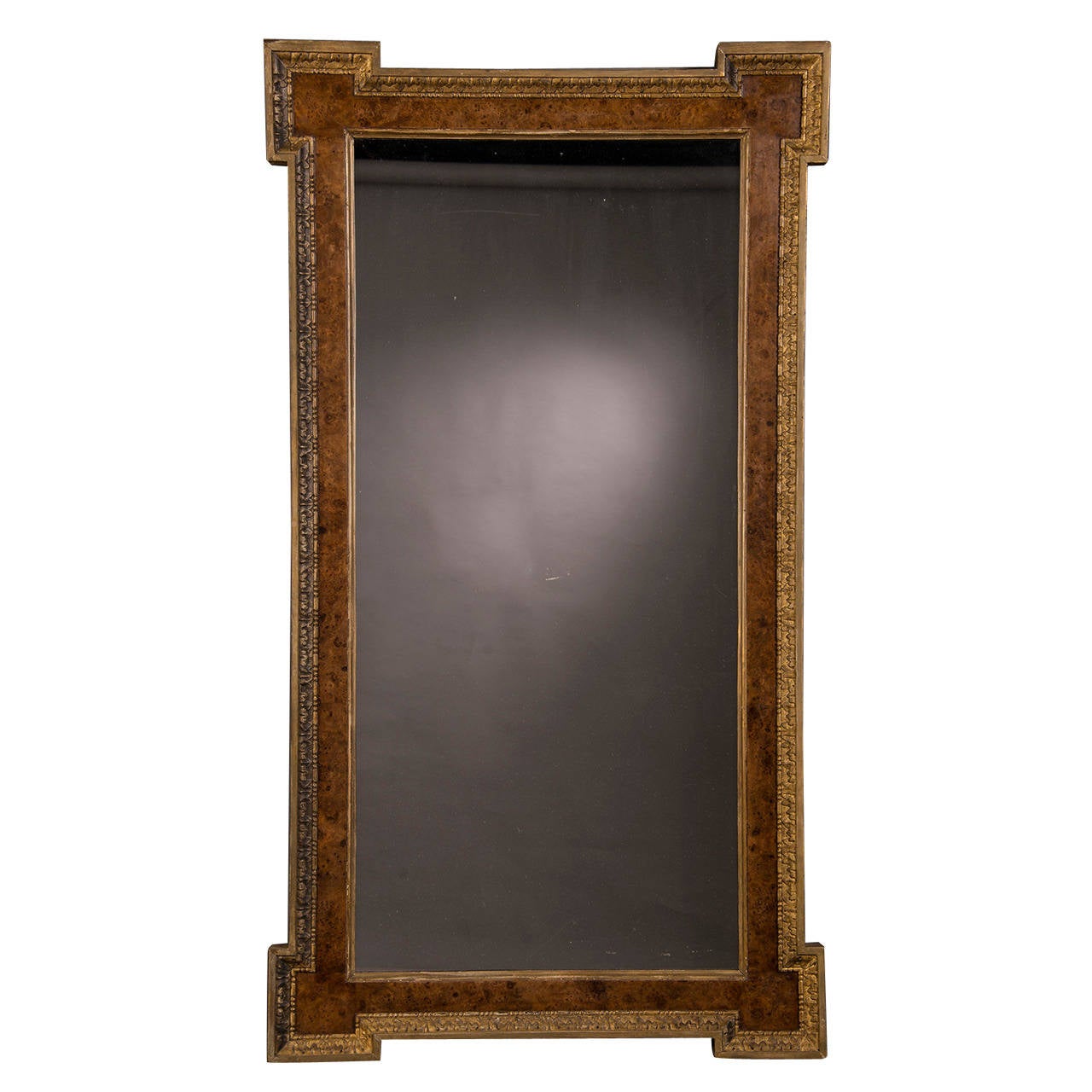 William Kent Burl Elm and Gilded Mirror, England circa 1875 (43"w x 61