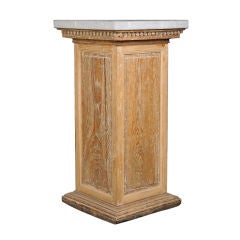 Square oak and bluestone pedestal from France c. 1830