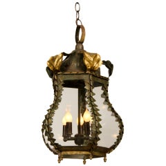 A Vintage Gilded Metal Lantern With Five Sides From Italy C.1940