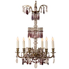 Antique Neoclassical Swedish Rock Crystal and Amethyst Chandelier, circa 1900