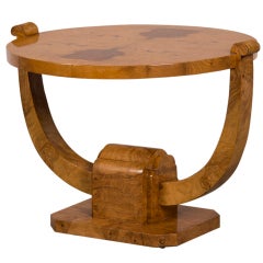 Art Deco Period Circular Burl Ash Wood Table, France C.1930