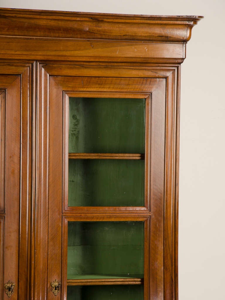 French Louis Philippe Tall, Shallow Walnut Display Cabinet/Bibliotheque, France c. 1870