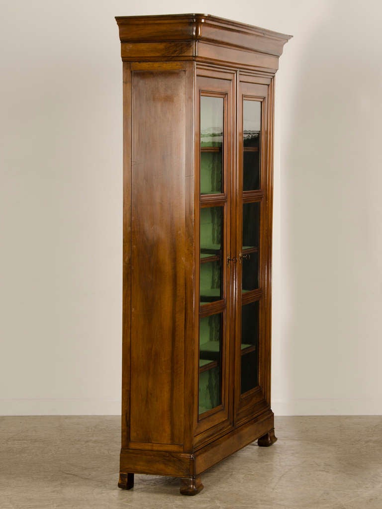 Louis Philippe Tall, Shallow Walnut Display Cabinet/Bibliotheque, France c. 1870 1