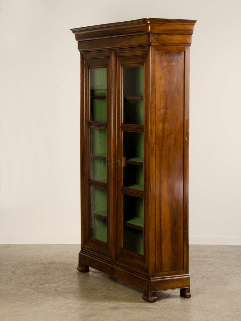 Louis Philippe Tall, Shallow Walnut Display Cabinet/Bibliotheque, France c. 1870 2