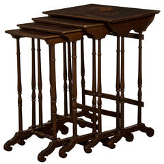 Set of Four Antique French Painted Nesting Tables, circa 1890 11