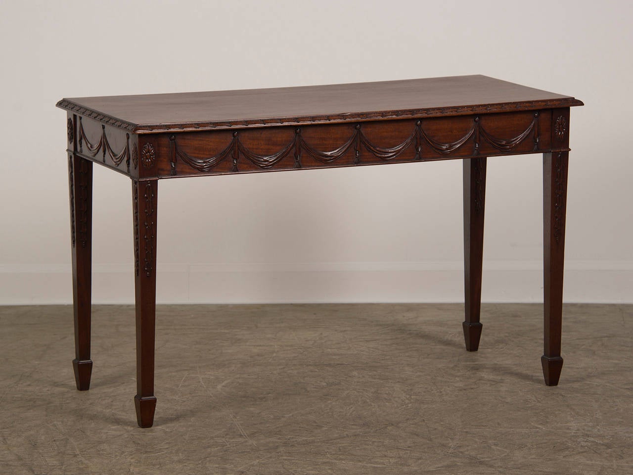 Pair of Adam Style Carved Mahogany Console / Serving Tables, England, circa 1850 In Excellent Condition In Houston, TX