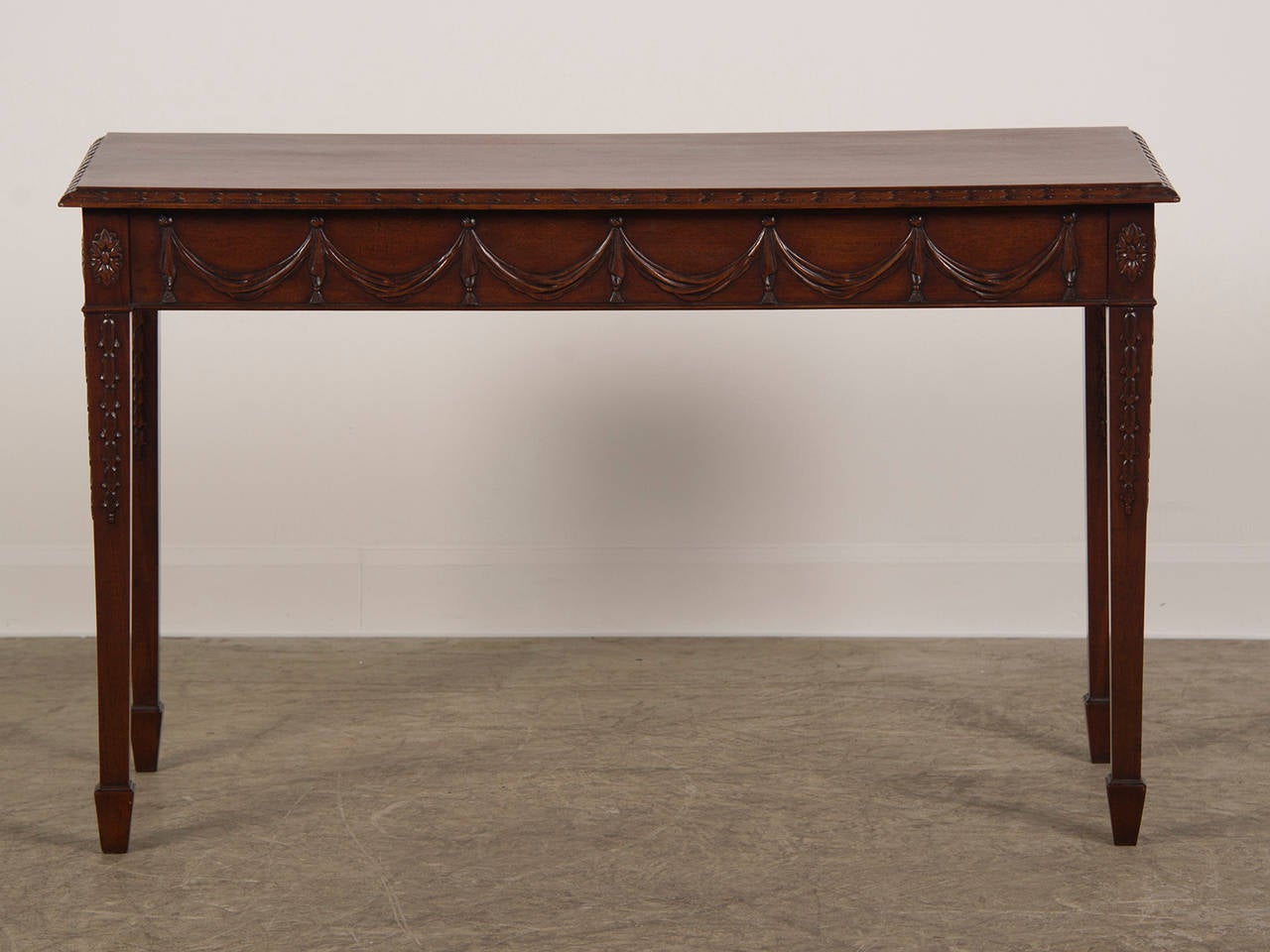 English Pair of Adam Style Carved Mahogany Console / Serving Tables, England, circa 1850