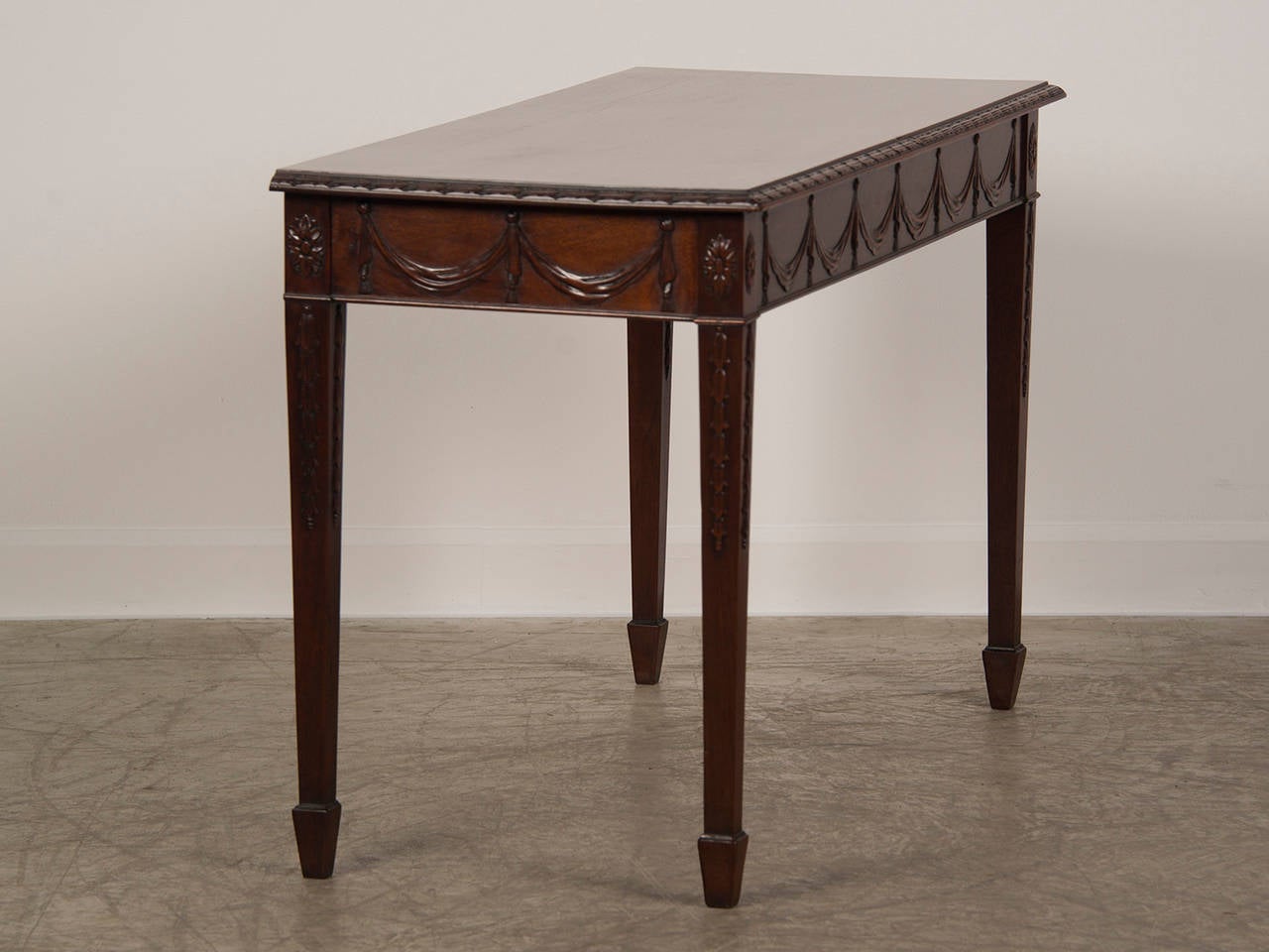 Pair of Adam Style Carved Mahogany Console / Serving Tables, England, circa 1850 1