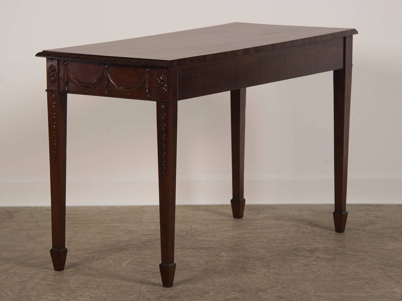 Mid-19th Century Pair of Adam Style Carved Mahogany Console / Serving Tables, England, circa 1850