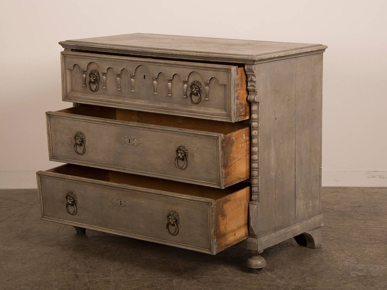 Antique English Tall Painted Three-Drawer Chest, circa 1850 4
