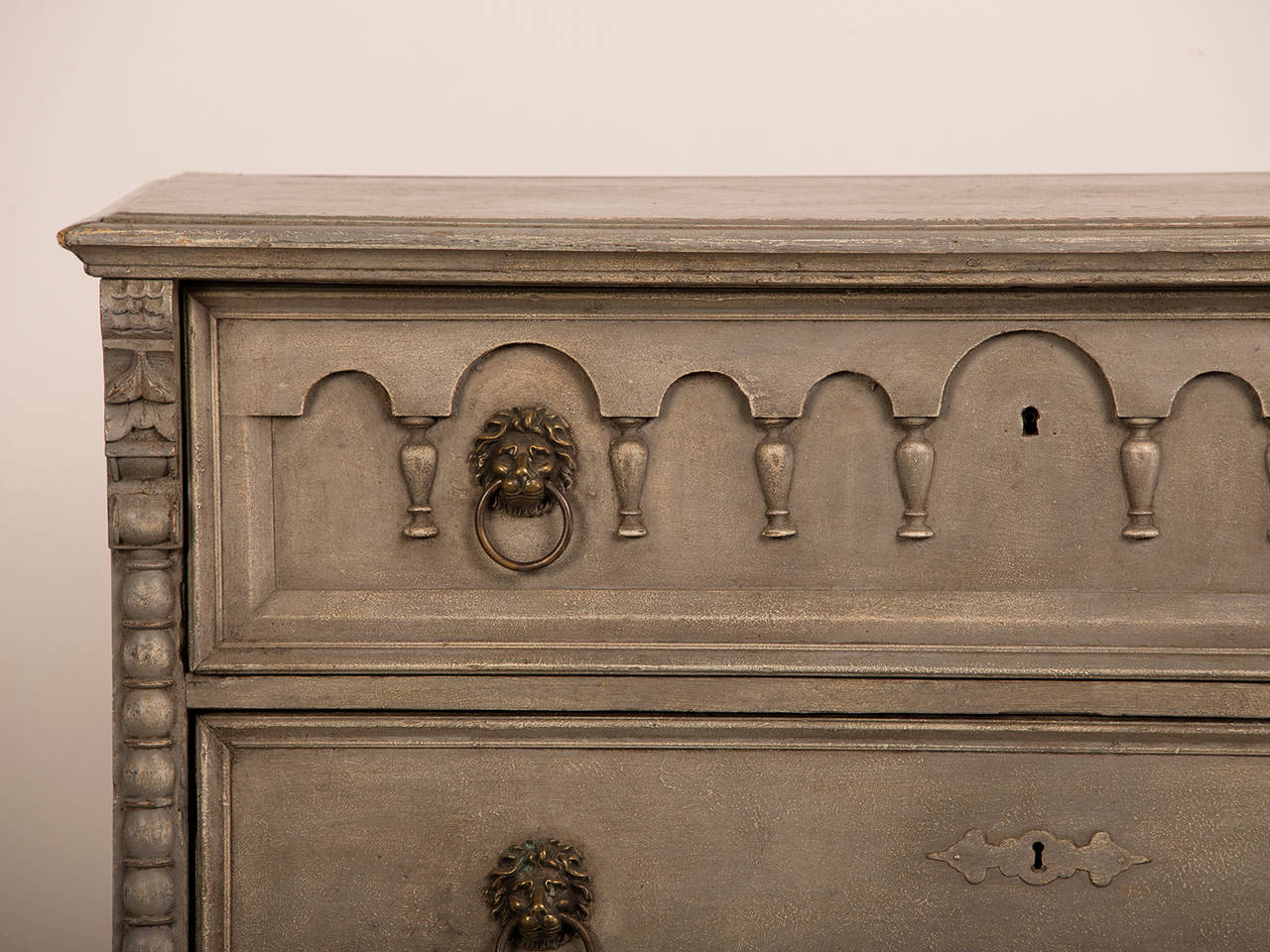 Mid-19th Century Antique English Tall Painted Three-Drawer Chest, circa 1850