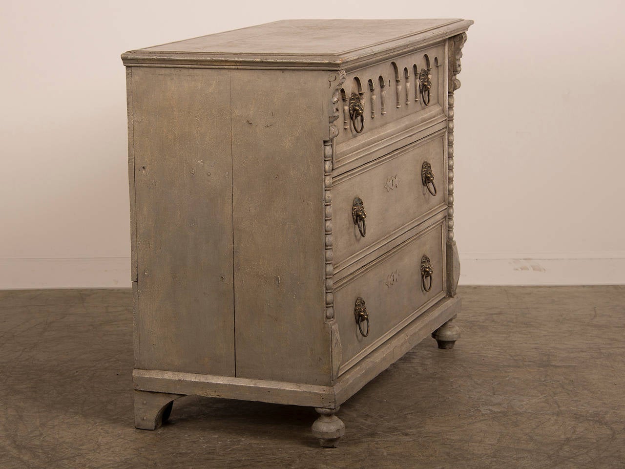 Antique English Tall Painted Three-Drawer Chest, circa 1850 2
