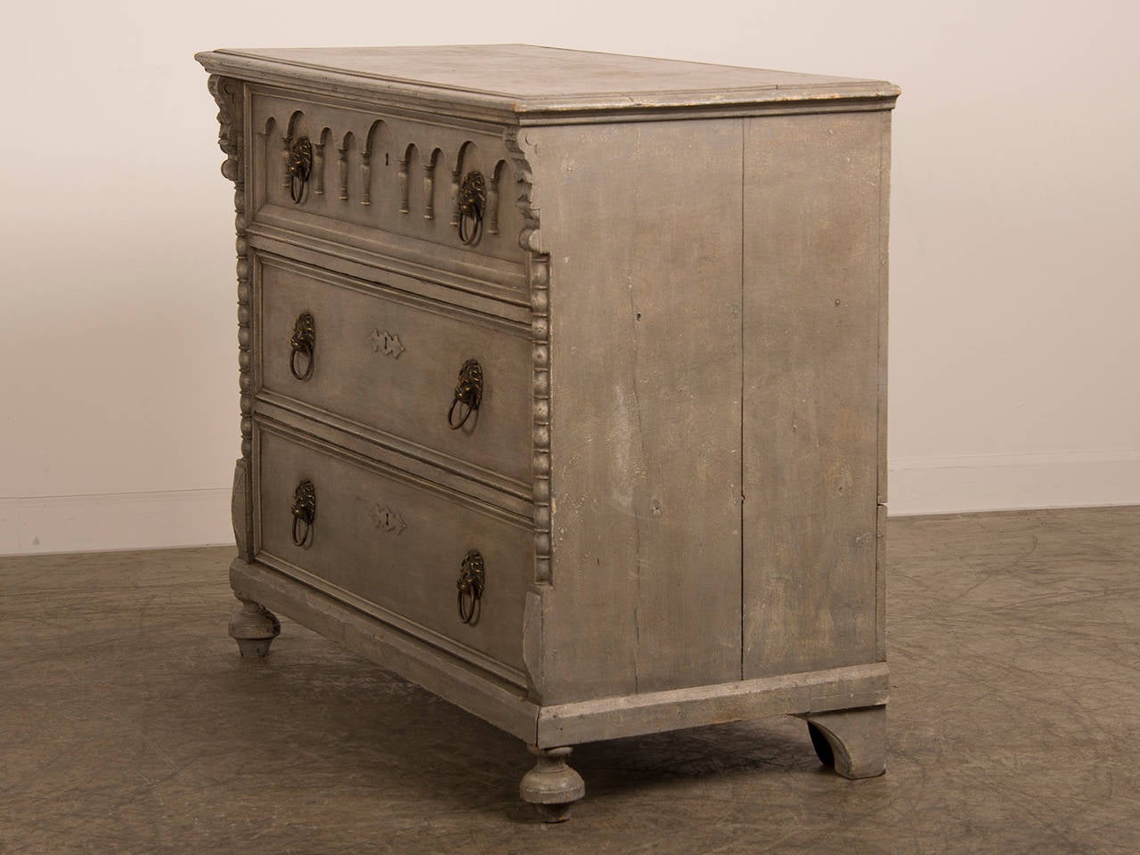 Antique English Tall Painted Three-Drawer Chest, circa 1850 3