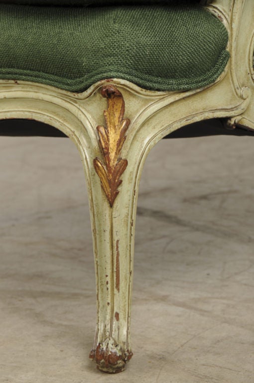 Louis XV style painted and gilded bergere from France c. 1850 1