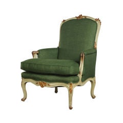 Louis XV style painted and gilded bergere from France c. 1850