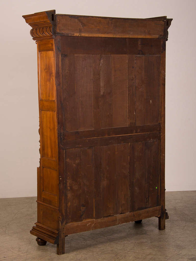 French Antique Walnut Display Cabinet/ Bookcase, Shallow Depth, circa 1870 2