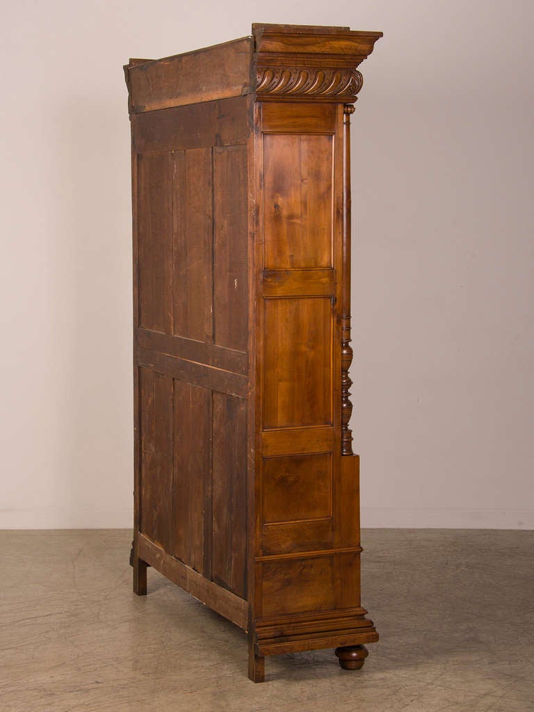 French Antique Walnut Display Cabinet/ Bookcase, Shallow Depth, circa 1870 1