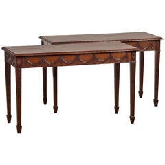 Pair of Adam Style Carved Mahogany Console / Serving Tables, England, circa 1850