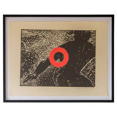 "Stop," Carol Bennett, Original Linocut on Paper, Kaua'i, 2004 10